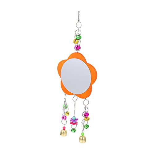 Sturdy Chicken Mirror Toy Hanging Bird Mirror with Bell Interactive Bird Supplies for Coop Play and Enrichment
