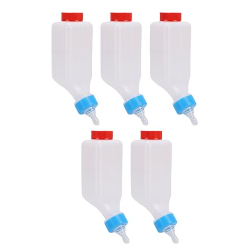 Lamb Feeding Bottle, 5 Pack 500ML Goat Milk Feeder with Hanging Hook Food Grade Plastic Nursing Bottle for Lambs Livestock
