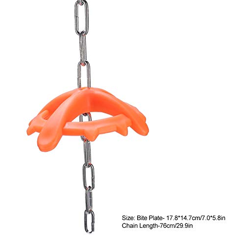 High Strength Plastic Bite Toy with Metal Chain, Chew Biting Plate for Farm Animals - Durable, Hanging Design, Prevent Pig Biting