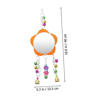 1pc Chicken Mirror Toy for Birds Cage Accessory with Hanging for Farm Garden Pet Cage Fun and Engaging Bird Mirror Toy with Bells