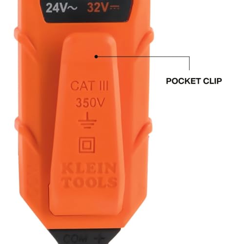 Klein Tools ET45 Digital AC/DC Voltage Tester, 12-240V AC, 32-330V DC, LED Illumination, DC Polarity, Auto Off, CATIII 350V-Class 2-Double Insulation, IP44 Dust & Water Resistant, No Batteries Needed - style: 24/240 V