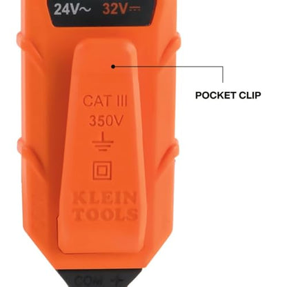 Klein Tools ET45 Digital AC/DC Voltage Tester, 12-240V AC, 32-330V DC, LED Illumination, DC Polarity, Auto Off, CATIII 350V-Class 2-Double Insulation, IP44 Dust & Water Resistant, No Batteries Needed - style: 24/240 V