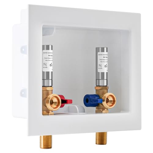 Washing Machine Outlet Box with Stainless Steel Water Hammer Arrestor, 1/2 Inch MIP&SWEAT x3/4 Inch MHT with Center Drain, Washer Faucet Recessed Box, Laundry Washer Valve Outlet Box - color: MIP&Sweat/SS Arrestor