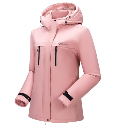 Women's Waterproof Snow Ski Jacket Warm Winter Coat Insulated Snowboarding Jacket Softshell Hiking Jacket - color: Pink, size: X-Large