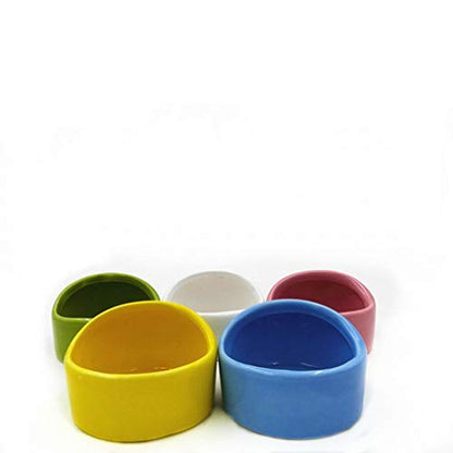 2 Pcs Gradient Side Hamster Ceramic Bowl, Cute Small Animal No Spill No Turnover Food Water Bowl, Suitable for Mouse, Chinchilla, Rat, Gerbil and Dwarf Hamster, Pet Supplies - color: White-Blue