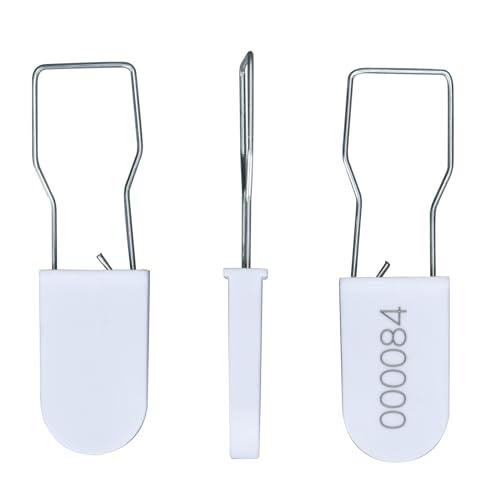 Plastic Padlock Security Seals with Metal Wire Numbered Anti Tamper Tag (500, White)