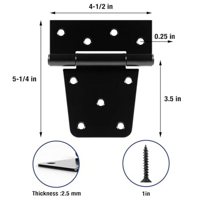 TDCHINGES T-Strap Door Hinges 3.5 inch Black Door Shed Hinge Square Barn Hinges Heavy Duty Gate Hinges Wrought Hardware (4 Pack, 3.5 Inch, 2.5 mm) - size: 4Pack-3.5inch