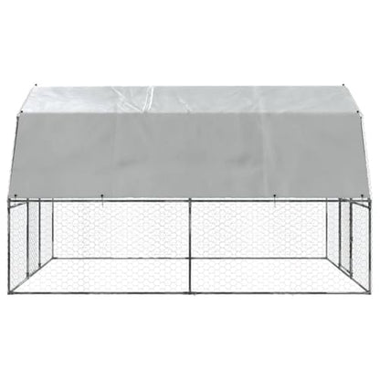 Large Chicken Coop Outdoor Galvanized Steel Cage with Lockable Door and Water-Resistant Roof, Durable Animal Hutch for Rabbits Ducks Hens, 147.6"x112.2"x90.6" Silver - size: 147.6" x 112.2" x 90.6" (L x W x H)