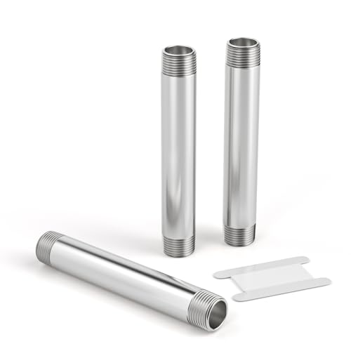 TAILONZ PNEUMATIC 1" NPT Male x 1" NPT Male 304 Stainless Steel Pipe Nipple, 10" Length Cast Pipe Fitting, Threaded Connector（Pack of 3） - color: 10"(250MM), size: 1"MNPT