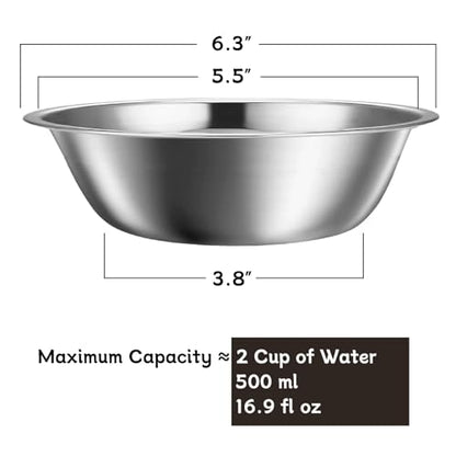 kathson 2 Pack Stainless Steel Dog Bowls, Dog Water and Food Bowl Set, Metal Puppy Bowls, Pet Dishes for Small Dogs and Cats - color: Silver, size: 2cups