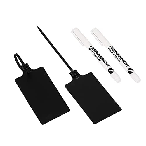 Tenshun 100 Plastic Tags - Waterproof, Writable, Seal & Shipping Tags with 2 Pens - color: Black, size: 100 PCS