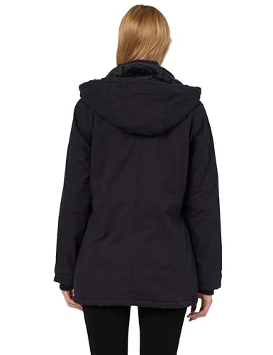 wantdo Women's Winter Coat Warm Anorak Parka Cotton Windproof Jacket with Removable Hood - color: Black, size: X-Large