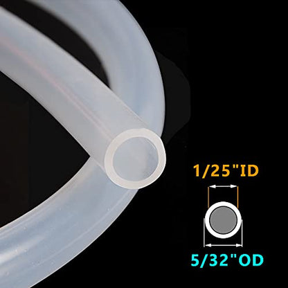 Feelers Silicone Tubing, Food Grade Pure Siliconce Hose 1/25" ID 5/32" OD 9.84ft, High Temperature Resistant Flexible Hose for Water Air Pump, Aquarium, Home Brewing, Kitchen - size: 1/25"ID-5/32"OD, style: 9.84ft length(3 Meter)