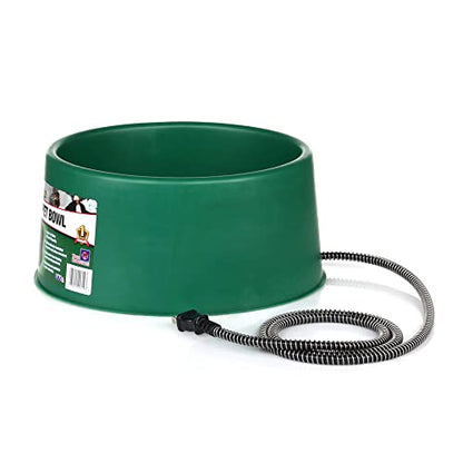 Farm Innovators P-60 1.5 Gallon 60 Watt Electric Heated Pet Water Bowl with Thermostatic Control and Anti Chew Cord, Green (2 Pack) - size: 6 Qt