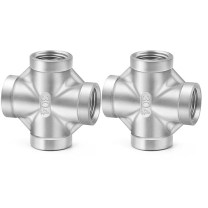 ChillWaves 304 Stainless Steel Pipe Fitting, 4 Way Cross 1/4" x 1/4" x 1/4" x 1/4" NPT Female Thread Adapter(2-PACK) - size: 1/4" NPT, style: PACK OF 2