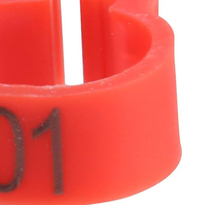100Pcs Birds Leg Rings, 8mm Pigeon Leg Bands 001 to 100 Numbered Plastic Clip on Identification Rings for Chicks Parrots Finch Dove Lovebird Quail Bantam Lovebirds (Red) - color: Red