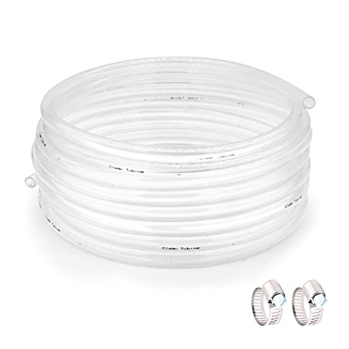 1’’ ID × 1-1/4’’ OD - 50 ft Clear Plastic Vinyl Tubing, Flexible PVC Hose Lightweight Non-Toxic vinyl Tube for Transfer Water Air Oil - size: 1'', style: 50 feet