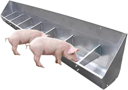 REMYS Portable Livestock Feeding & Watering Supplies, Stainless Steel Pig Food Trough for 5 6 8 10 Bit Piglet, Patio Sheds Pen Farms Pasture Pigs Feeder Hold Hay Feeds(1m/3.3ft 5bit) - size: 1m/3.3ft 5bit