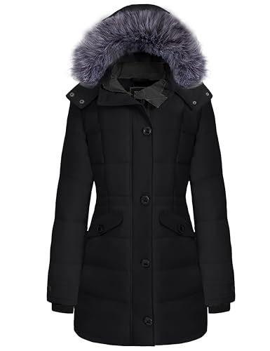 ZSHOW Women's Warm Hooded Winter Coat Waterproof Quilted Puffer Jacket Long Windproof Parka - color: Black, size: 3X-Large Plus