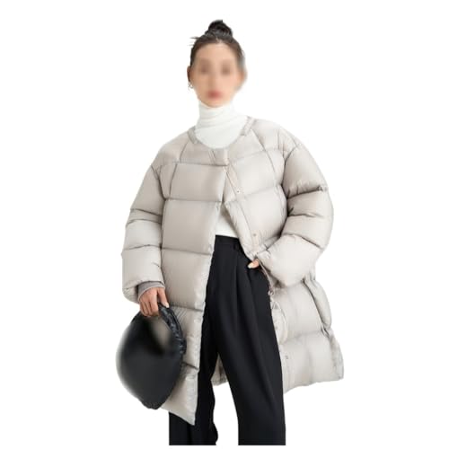 Women's Down Jacket Medium Length Loose A-line Detachable Hooded Warm