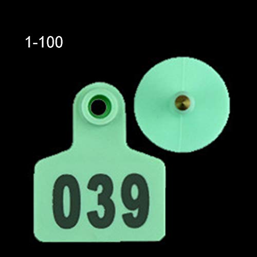 100PCS Soft TPU Ear Livestock Identification Ear Tag Applicator for Goats Sheep Cattle Cows Pigs Cow Ear with Number Cow Ear Numbered Cow Ear Necklace Cattle Ear, Yellow