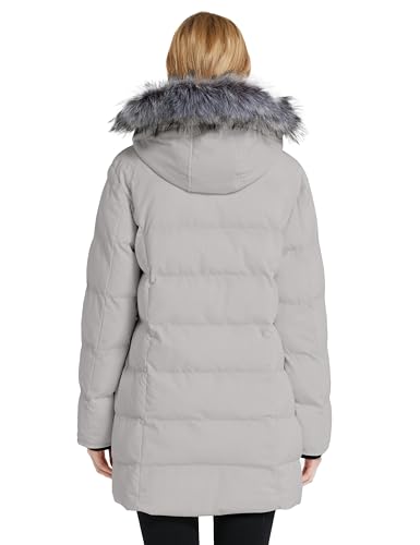 wantdo Women's Long Quilted Winter Coat Thicken Puffer Jacket with Faux Fur Hood - color: Gray, size: Small