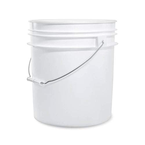 ePackageSupply White 5-Gallon Bucket with Lid | Made in USA | Food Grade | Heavy-Duty Extra Durable Plastic Bucket | Multi-Use Food Grade Buckets with Lids | Easy Stack and Store | BPA Free | 5 Pack | Airtight Gasketed Tear Strip Lid, Heavy-Duty 90 Mil HD