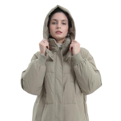 PUFFIT Long Puffer Jacket for Women,2024 Thickened Winter Coat Hooded with Deep Pockets, Ladies Warm Winter Jacket - color: Dark Taupe, size: X-Small