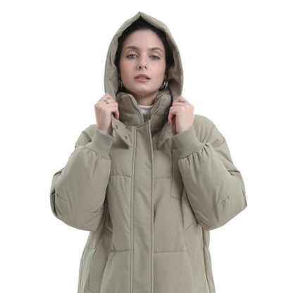 PUFFIT Long Puffer Jacket for Women,2024 Thickened Winter Coat Hooded with Deep Pockets, Ladies Warm Winter Jacket - color: Dark Taupe, size: X-Small