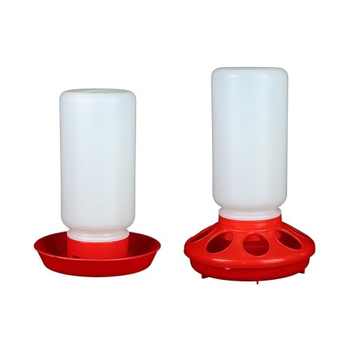 Chick Waterer and Feeder Automatic Small Poultry Water Drinkers Dispensers Harmless Material Baby-Chick Feeder and Waterer Set Kit for Brooder
