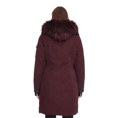 ALPINE NORTH Laurentian Women’s Vegan Down Long Parka Jacket with Faux Fur Hood - color: Grape, size: X-Small, style: Standard Size