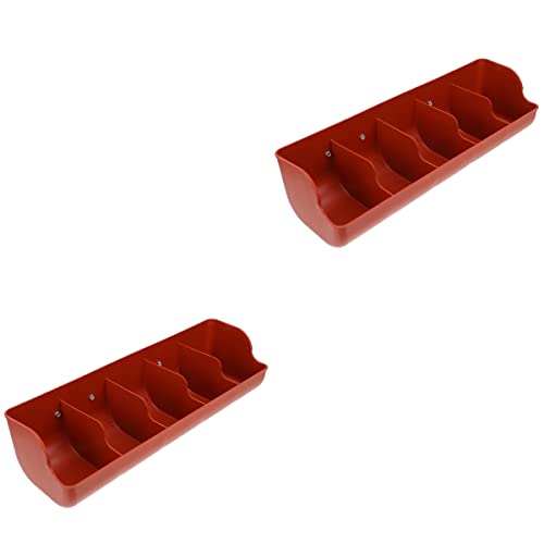 2pcs Pig Feed Trough Farm Sheep Water Bowls Plastic Fence Livestock Feeder Pig Feeder Animal Chicken Chicken Playpen Compartment Manger Porous Pp Tray - color: Brown 2pcs, size: 54x16cm