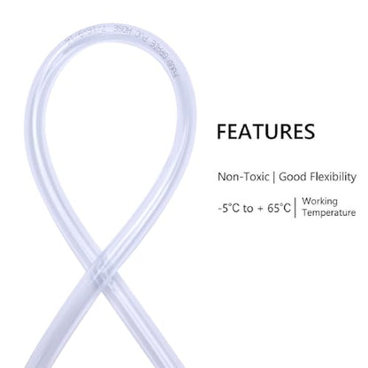 DERNORD PVC Tubing 7/16"ID X 9/16"OD Flexible Clear Vinyl Hose 10 Feet for Food Grade - size: 10 Feet, style: 7/16"ID X 9/16"OD