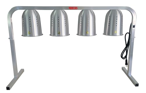 Kratos Commercial Food Warmer, Freestanding Heat Lamp with Four Bulbs, Adjustable Height, Silver, 120V, 1000W (31M-008) - size: 4 Bulb-Silver