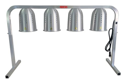 Kratos Commercial Food Warmer, Freestanding Heat Lamp with Four Bulbs, Adjustable Height, Silver, 120V, 1000W (31M-008) - size: 4 Bulb-Silver