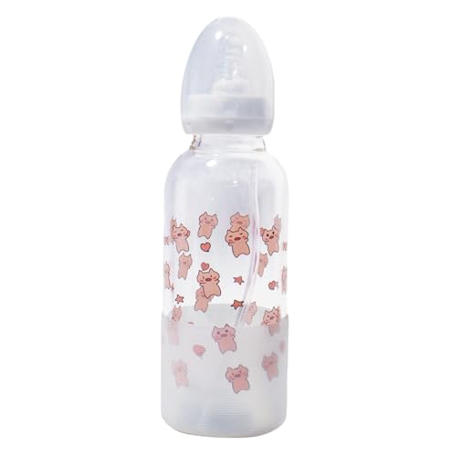 CutiePlusU Adult Glass Feeding Bottle Cute Printed Large Size Baby Bottles Pigs in the Sky 13.5Oz/400ML - color: Pigs in the Sky