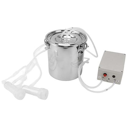 Goat Milking Machine Electric Suction Pulsation Vacuum Portable Milker Pump Stainless Steel with Food Grade Silicone Hose for Farm and Home Use (5L) - size: 5L