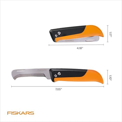Fiskars Folding Produce Knife, Gardening Tool for Harvesting Produce with Foldable Ergonomic Design, Stainless Steel Curved Blade, Orange - style: Folding Harvest Knife