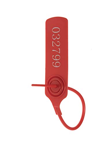 Pull-tite Security Seal Tamper Resistant Tags Plastic Padlock Sign Ties Numbered (Red, 100pcs) - color: Red