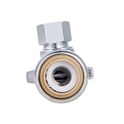 Angle Stop Valve, PushFit Angle Stop Valve,Angle Water Shut Off Valve 1/2 x 3/8 Inch Compression, Toilet Water Valve, 1/4 Turn, No Lead Brass Push to Connect Plumbing Fitting（2PCS） - size: 2 Pack 1/2" x 3/8" Compression
