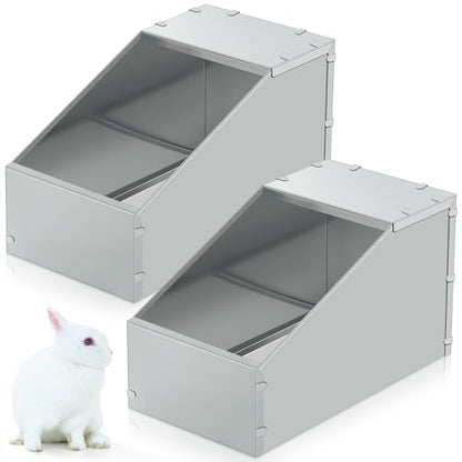 Maxcheck 2 Pcs Galvanized Metal Rabbit Nesting Box Bunny Small Animal Nest with Removable Acrylic Floor Durable Easy to Clean for Indoor Outdoor Use Rabbit Supplies (20 * 14 * 12 Inch) - size: 20"L x 14"W x 12"H