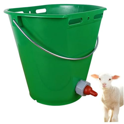 Goat Feeder Feed Bucket, 8L Large Capacity Livestock Milk Goat Feeder with Nipple, Green Sheep & Baby Bottle Bucket for Calves, Lambs, and Kids, 1 Mouth - color: 1 Mouth