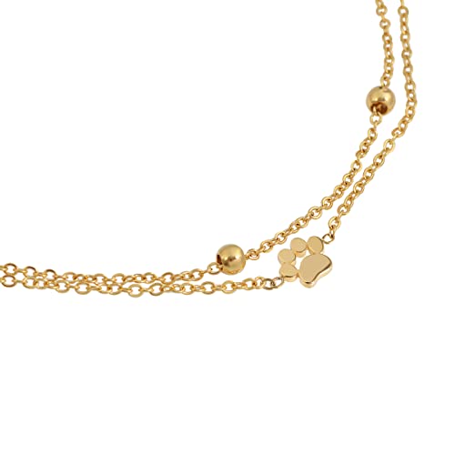 Charms Anklet Foot Bracelet for Women - color: Gold Dog Paw with Chain