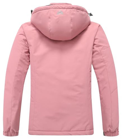 MOERDENG Women's Waterproof Ski Jacket Warm Winter Coat Hooded Snowboarding Jacket Snow Coat - color: Pink, size: X-Large