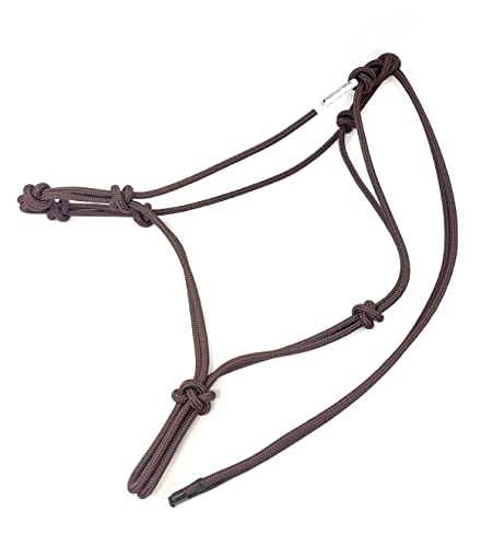 Horse Rope Training Halter - 4 Knot 1/4" Stiff Halter Cord - Used by Famous Trainers Multiple Sizes Multiple Colors - color: Brown, size: Weanling