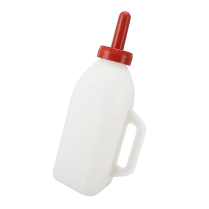 Keenso 2L Calf Milk Feeding Bottle, Thicken Leakproof Silicone Nipple Calf Nursing Feeding Supplies with Handle, Safe and Reliable for Farm Pasture (Upright Milk Pot)