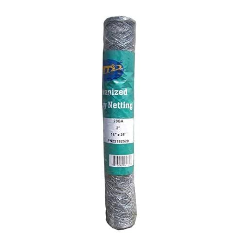 20GA Galvanized Hexagonal Poultry Netting Chicken Wire 18 in x 25 ft x 2 in Mesh - size: 18"x25'- 2" 20GA