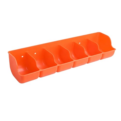 Smooth Plastic Small Piglet Feeder, Multi-Compartment Water Trough with Semi-enclosed Design, Livestock Feed Trough for Duck, Chicken(Orange L65cm/25.6") - size: Orange L65cm/25.6"