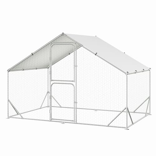 Chicken Runs for Yard with Cover, Large Metal Chicken Coop, 9.8x6.5x6.5FT Chicken Pen with Waterproof and Anti-UV Cover, Walk-in Poultry Cage for Yard Outdoor Duck Rabbit Cage - color: 9.8' W x 6.5' L x 6.5' H, size: 9.8' W x 6.5' L x 6.5' H