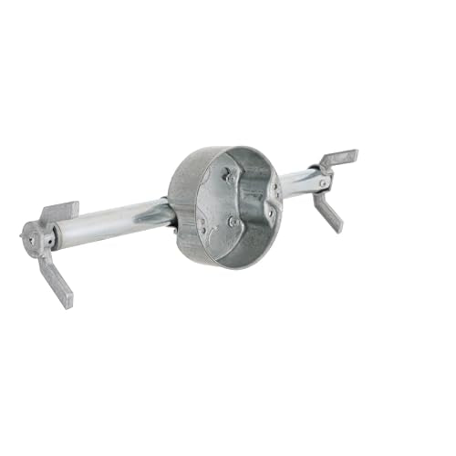 RACO RETRO-BRACE 936 1.5-in. Deep Ceiling Fan Box for Old Work 2.5-in. Knockouts, Old Work Electrical Box, Adjustable Brace, and Mounting Bracket for Ceiling Light Fixtures & Chandelier Fans